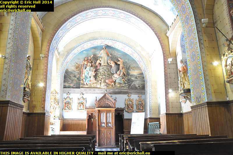 interior of church st mary magdalene rennes le chateau aude france bérenger saunière tomb of god