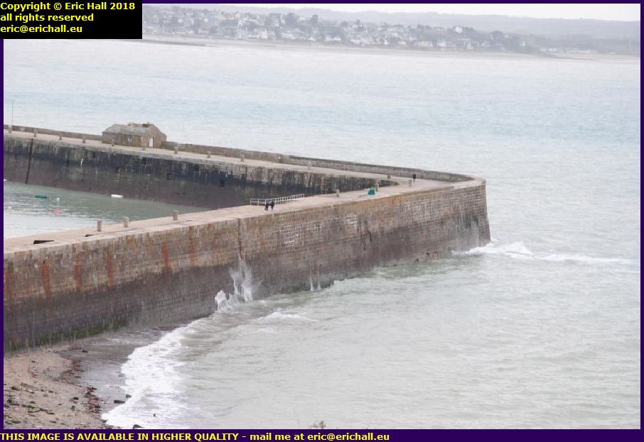 storm sea wall port de granville harbour baie de mont st michel manche normandy france
