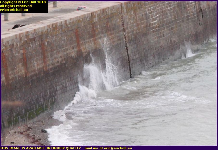 storm sea wall port de granville harbour baie de mont st michel manche normandy france