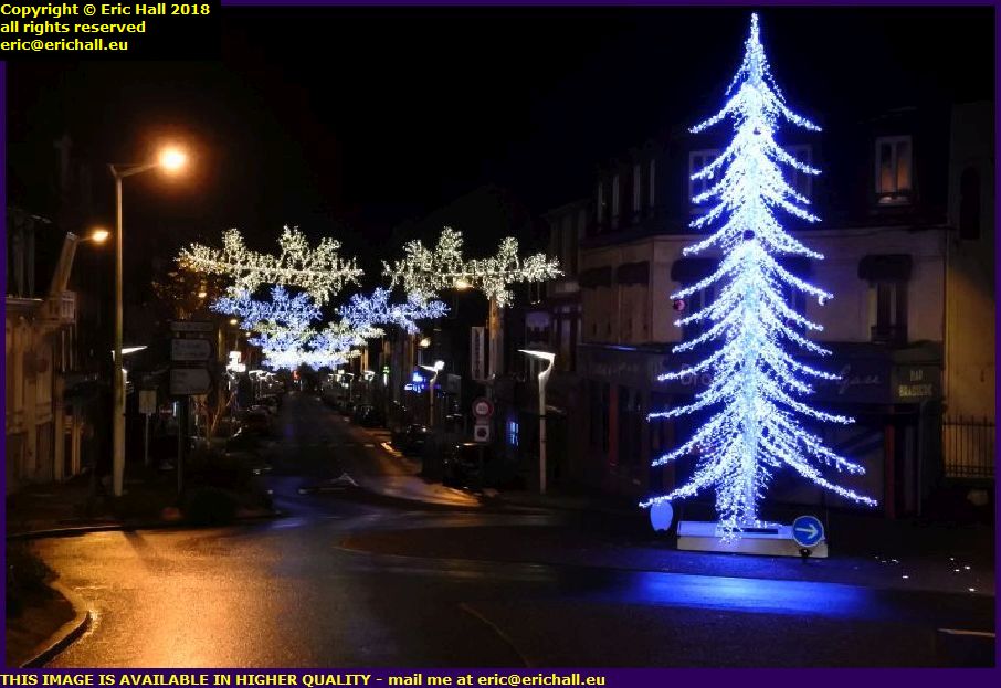 christmas lights place de la gare rue couraye granville manche normandy france
