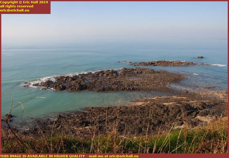 sea coast rocks pointe du roc granville manche normandy france