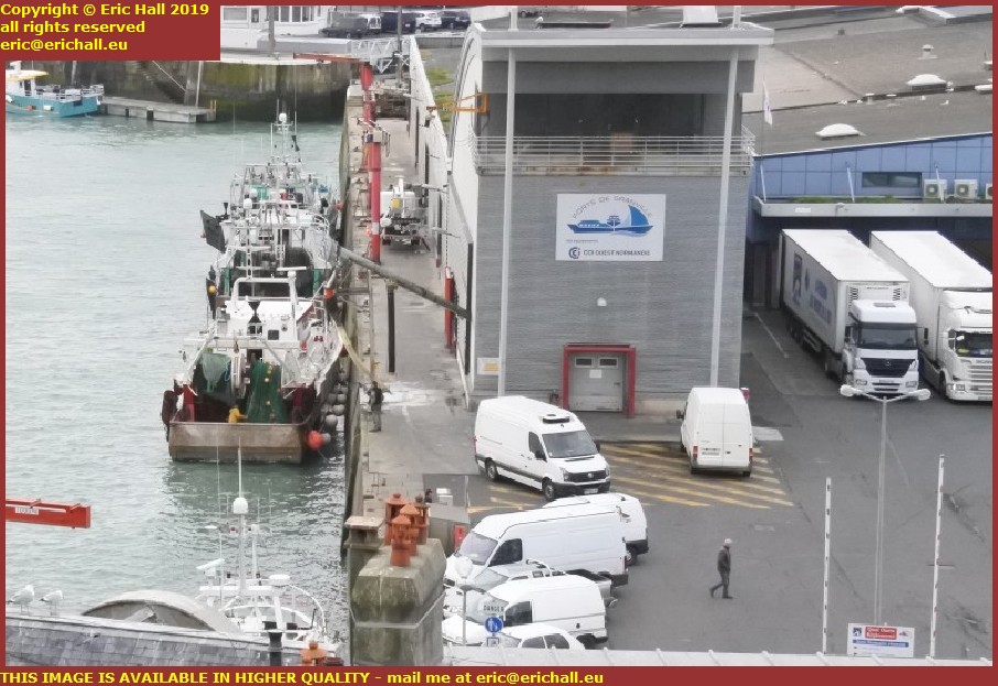 fishing trawlers unloading port de granville harbour manche normandy france