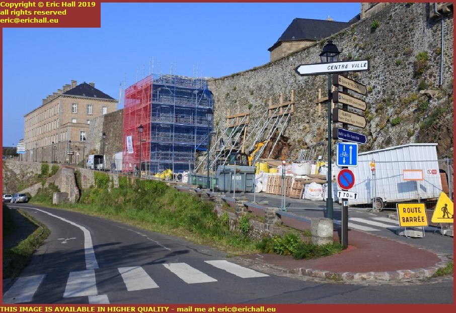 scaffolding medieval wall granville manche normandy france