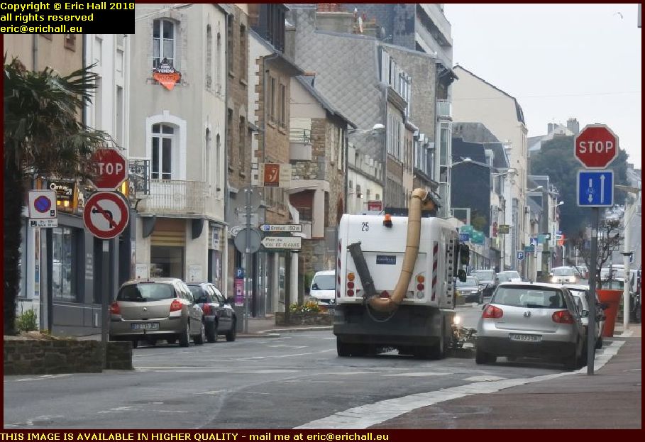 street sweeper rue couraye granville manche normandy france