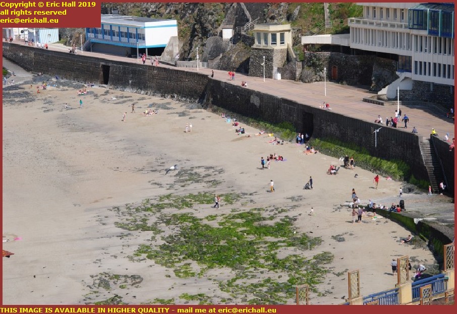 crowds on beach plat gousset granville manche normandy france