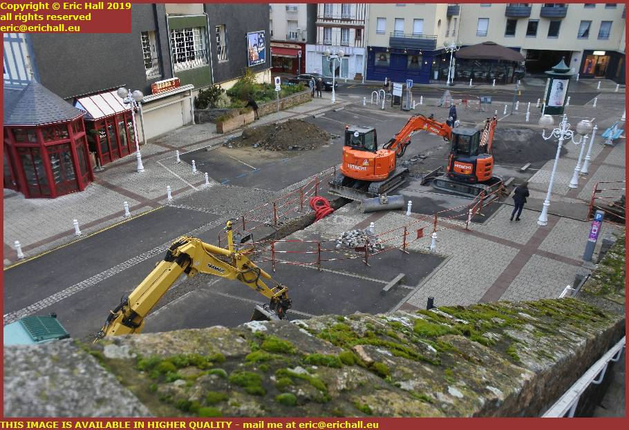 road works place marechal foch granville manche normandy france