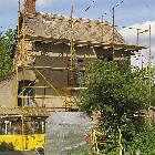 kwikstage quickstage scaffolding front of house les guis virlet puy de dome france stand alone renewable energy farm solar panels wind turbines copyright free photo royalty free photo